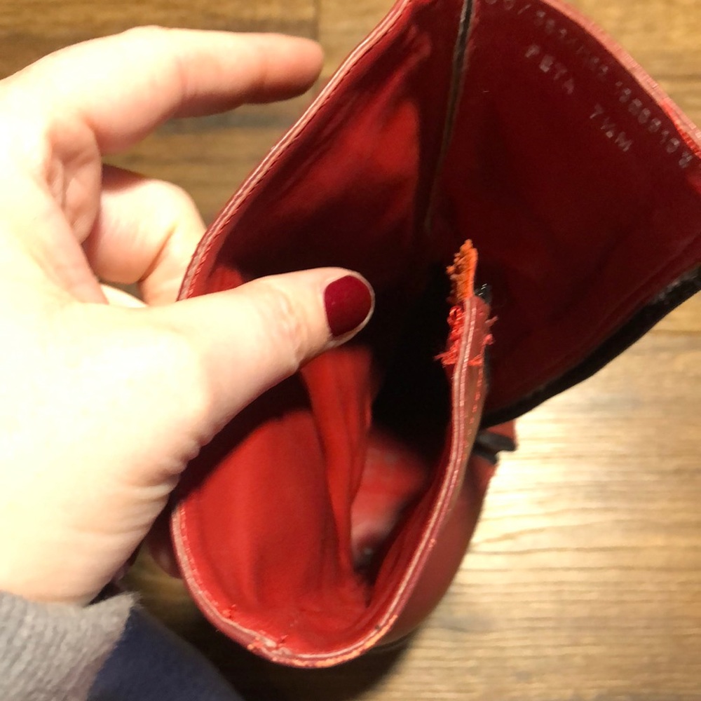 Red PETA approved vegan leather Boots - Picture 5 of 7